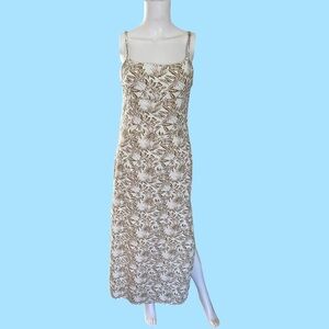 Gold and cream safari print dress, very flattering size medium